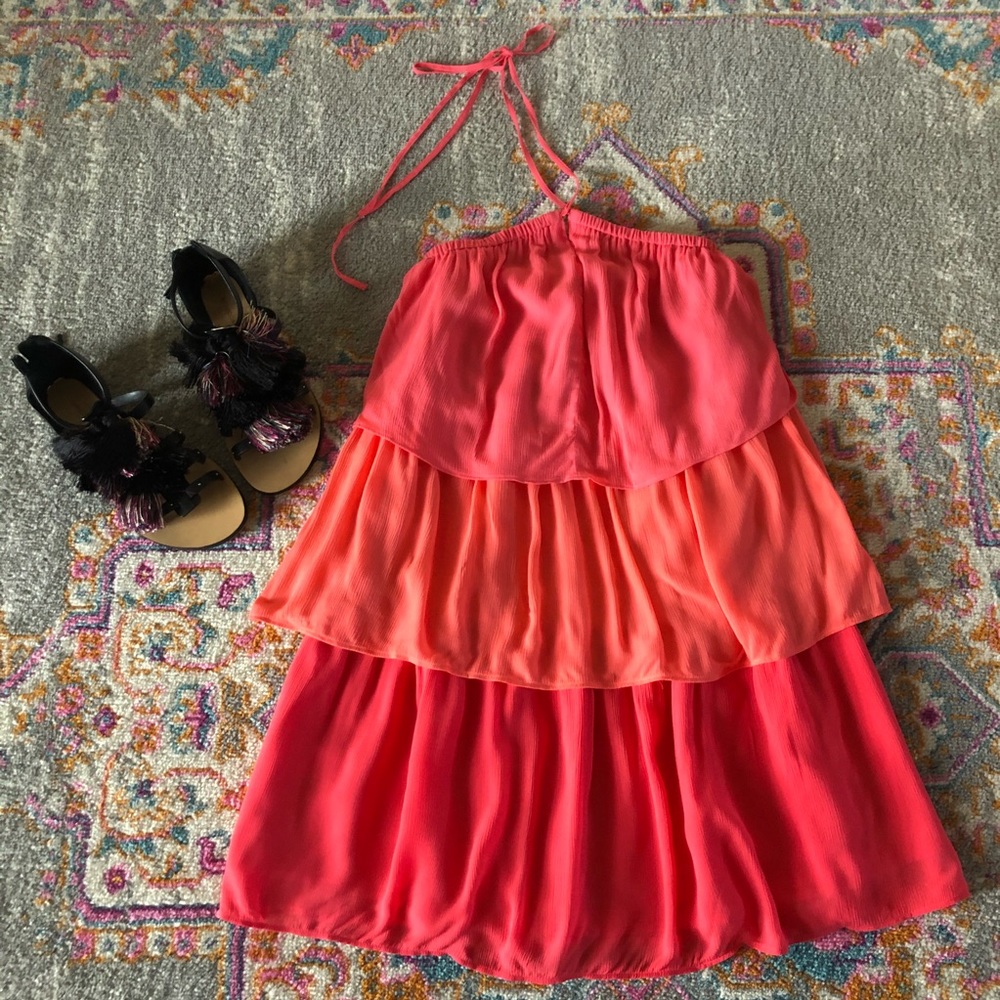 Ann Taylor Loft 00P Ruffled Halter Dress